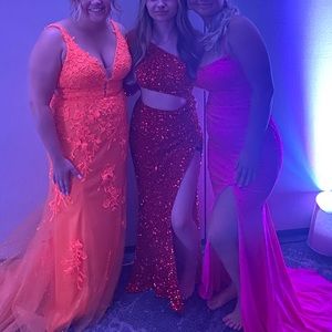 red sequins prom dress